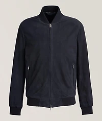 Perforated Nappa Leather Bomber Jacket
