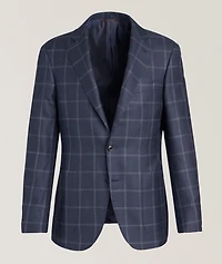 Kei Windowpane Cashmere-Linen-Silk Sport Jacket