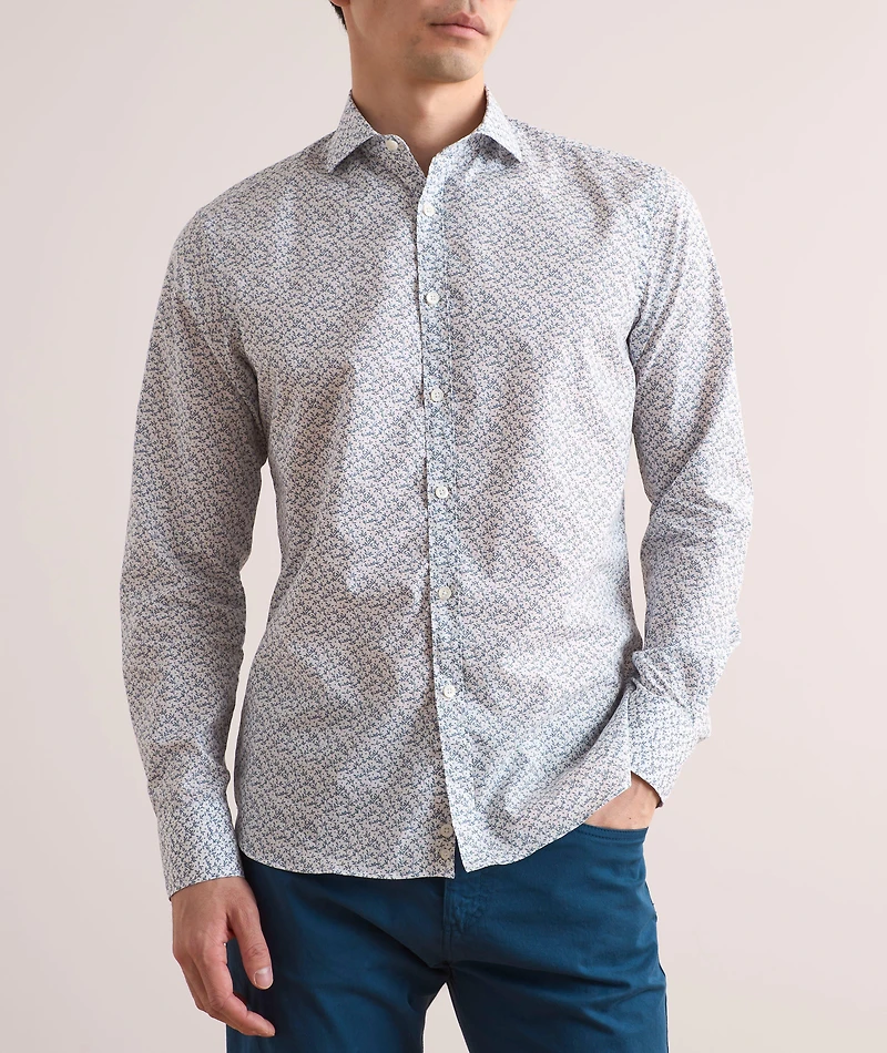 Micro-Floral Cotton-Lyocell Shirt