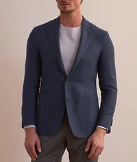 Kei Windowpane Linen-Wool Sport Jacket