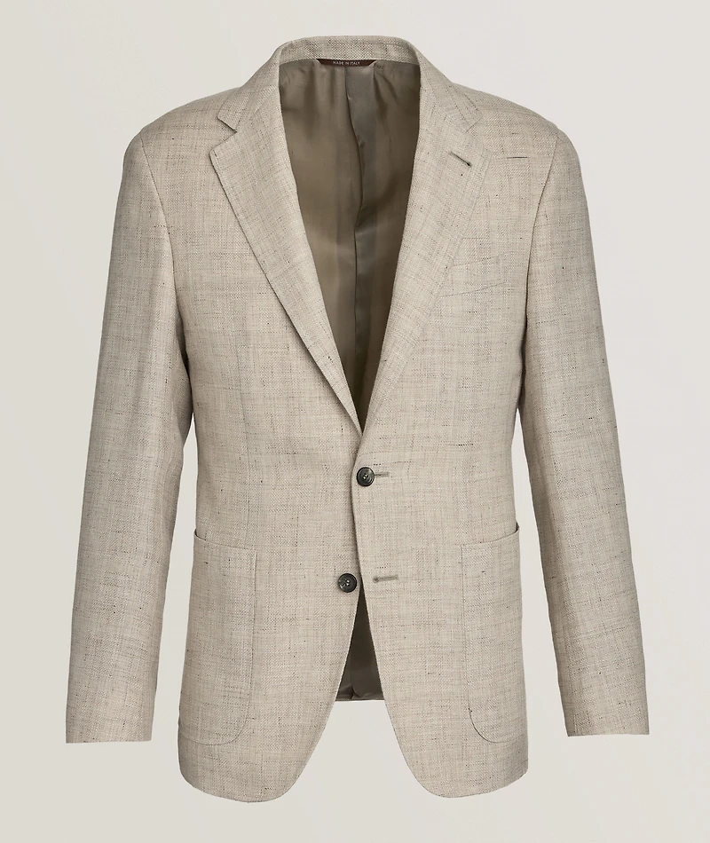 Kei Textured Windowpane Wool-Linen Sport Jacket