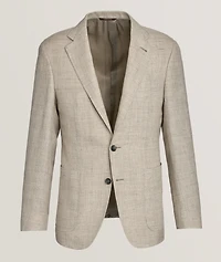 Kei Textured Windowpane Wool-Linen Sport Jacket
