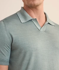 Wool-Silk Open Collar Polo
