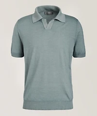 Wool-Silk Open Collar Polo