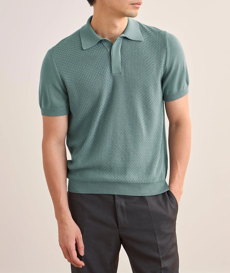Cotton-Modal Micro-Textured Knit Polo