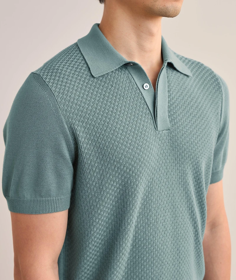 Cotton-Modal Micro-Textured Knit Polo