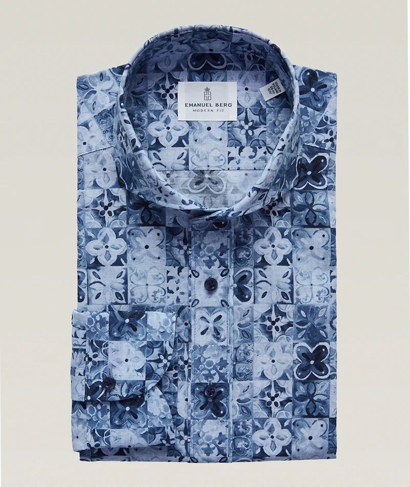 Marseille Printed Cotton-Blend Dress Shirt