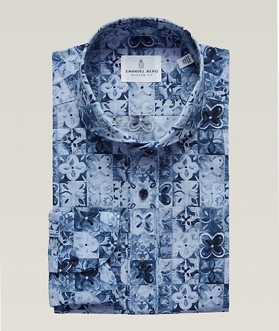 Marseille Printed Cotton-Blend Dress Shirt
