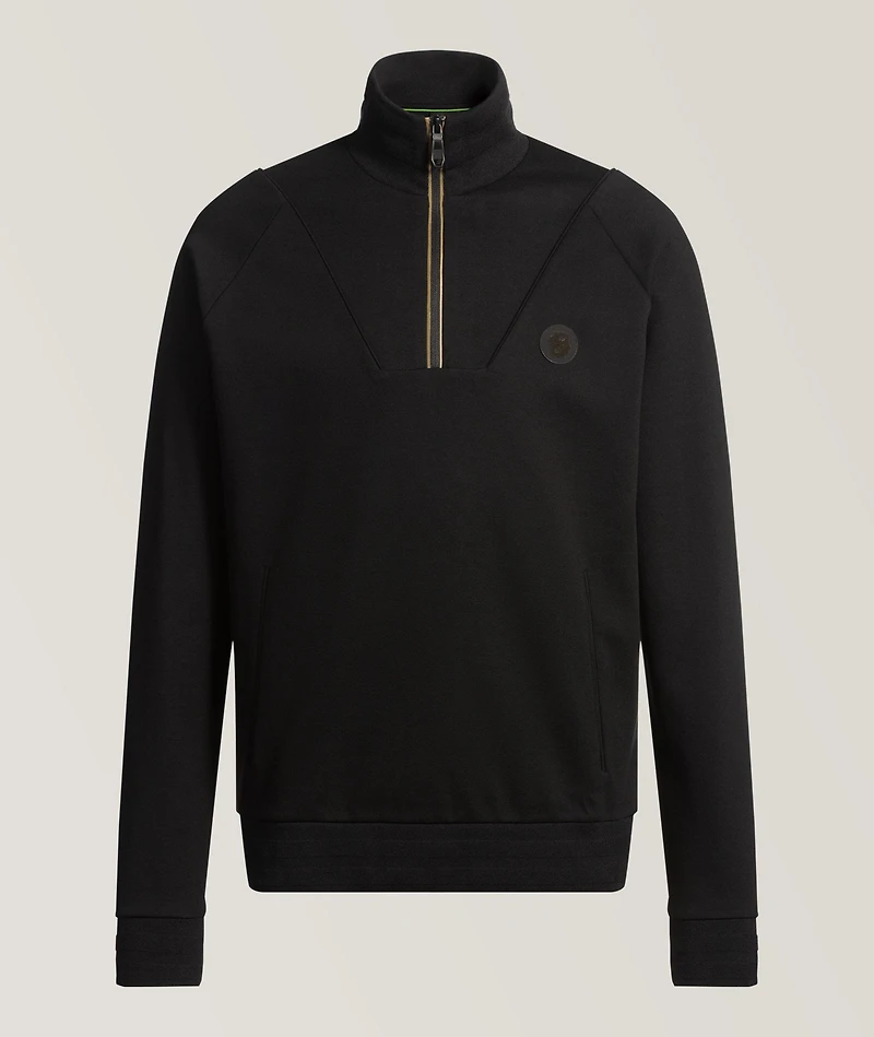 Cotton-Blend Quarter-Zip Sweatshirt