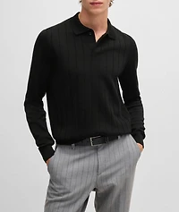 Striped Wool-Blend Knitted  Polo