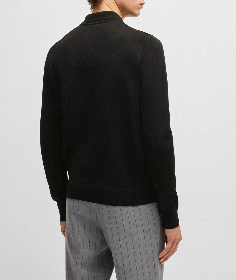 Striped Wool-Blend Knitted  Polo