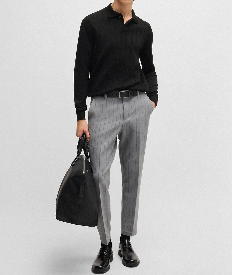 Striped Wool-Blend Knitted  Polo
