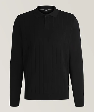 Striped Wool-Blend Knitted  Polo