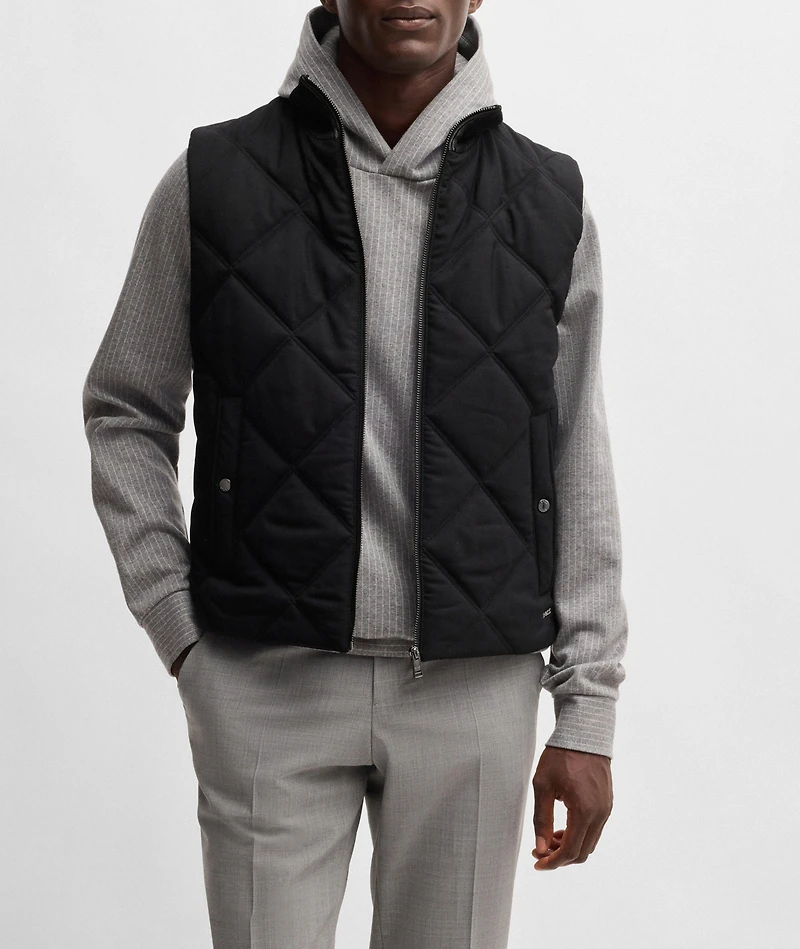 Contino Diamond-Quilted Ribbed Trim Vest