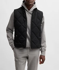 Contino Diamond-Quilted Ribbed Trim Vest