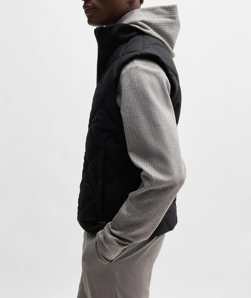 Contino Diamond-Quilted Ribbed Trim Vest