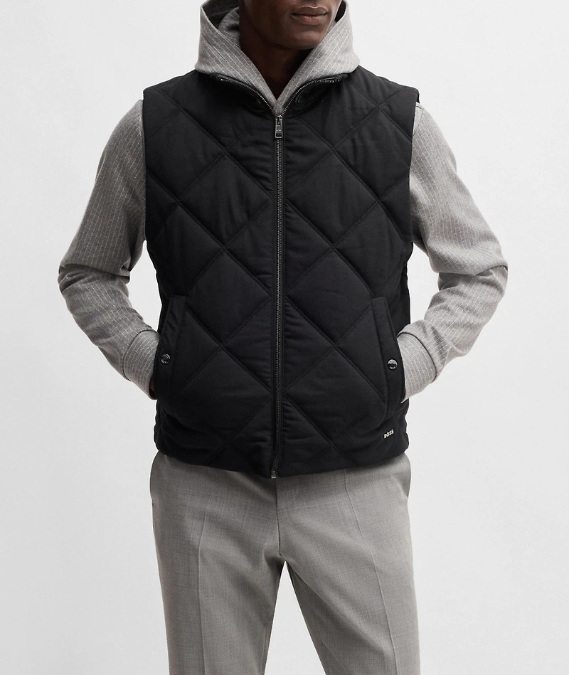 Contino Diamond-Quilted Ribbed Trim Vest