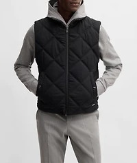 Contino Diamond-Quilted Ribbed Trim Vest
