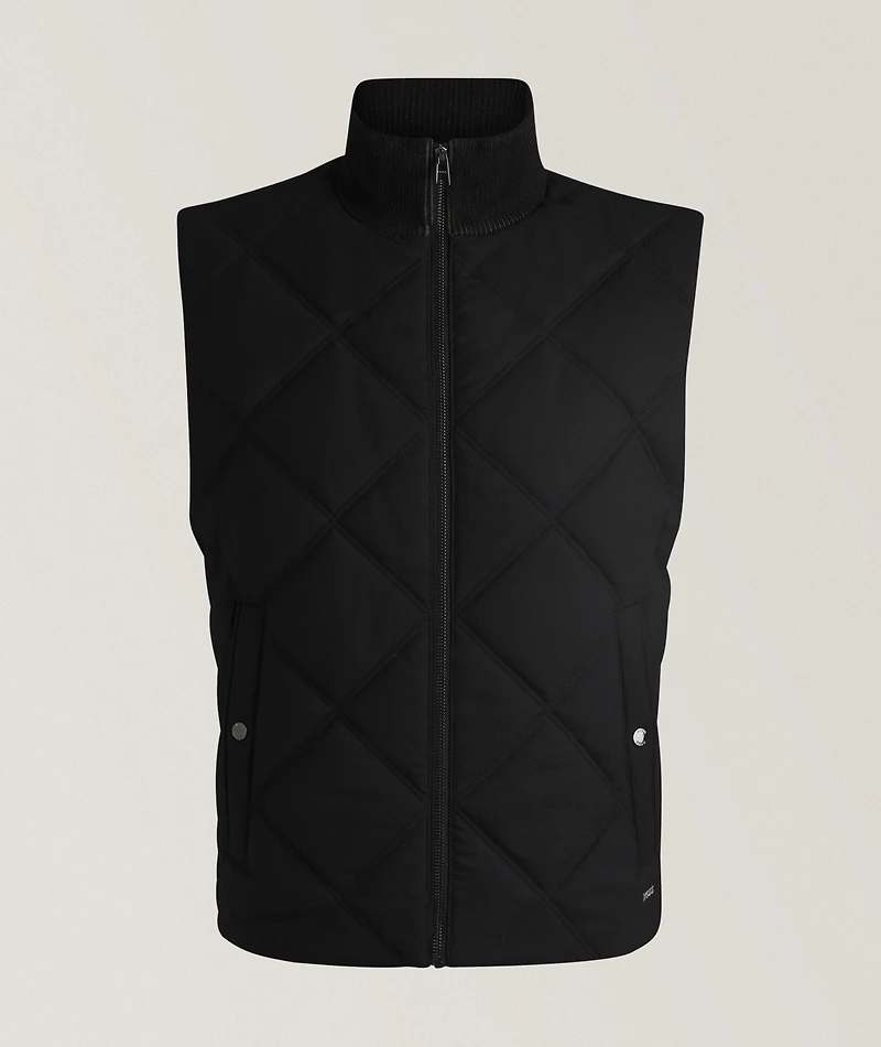 Contino Diamond-Quilted Ribbed Trim Vest