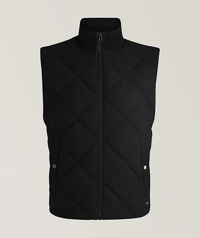 Contino Diamond-Quilted Ribbed Trim Vest