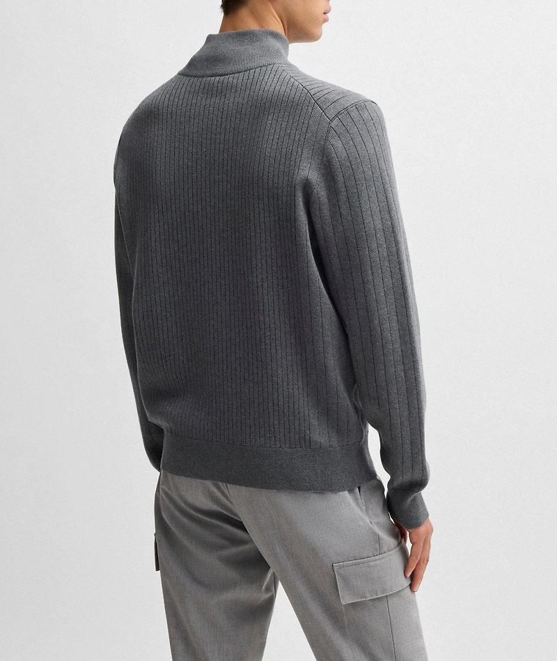Pinstripe Cotton Knitted Cardigan