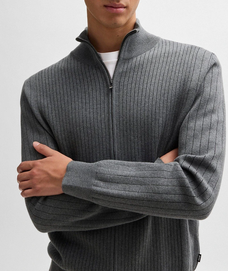 Pinstripe Cotton Knitted Cardigan