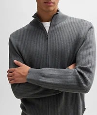 Pinstripe Cotton Knitted Cardigan