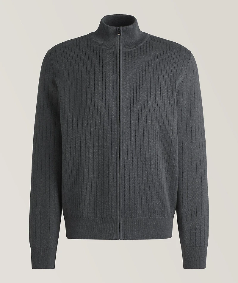 Pinstripe Cotton Knitted Cardigan