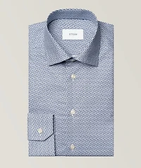 Slim-Fit Micro-Geometric Dress Shirt