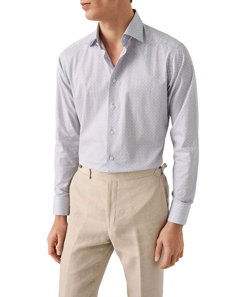 Slim-Fit Geometric Dress Shirt