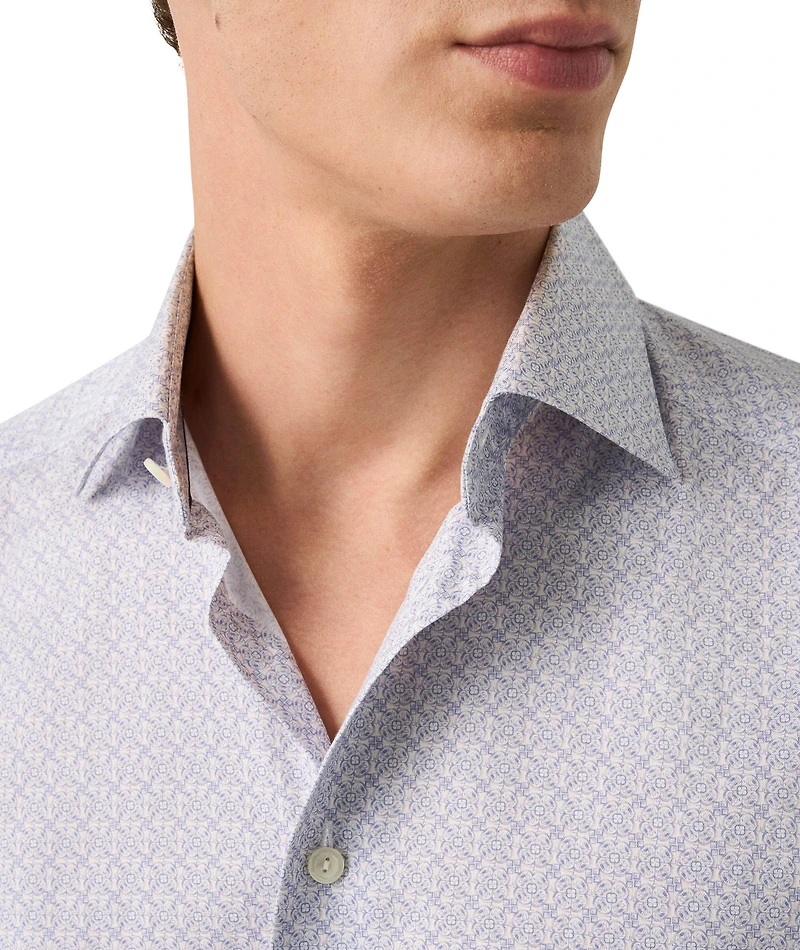 Slim-Fit Geometric Dress Shirt