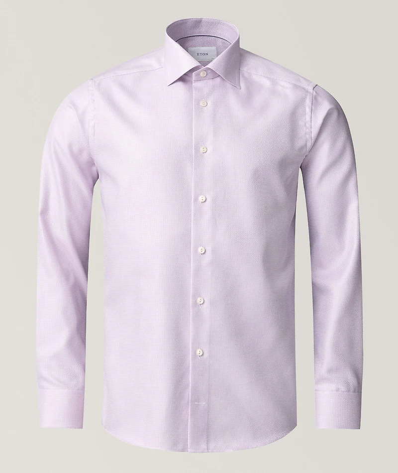 Slim-Fit Herringbone Dress Shirt