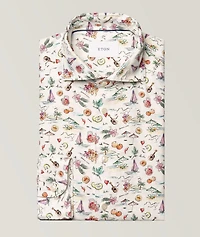 Slim-Fit Sangria Print Linen Shirt