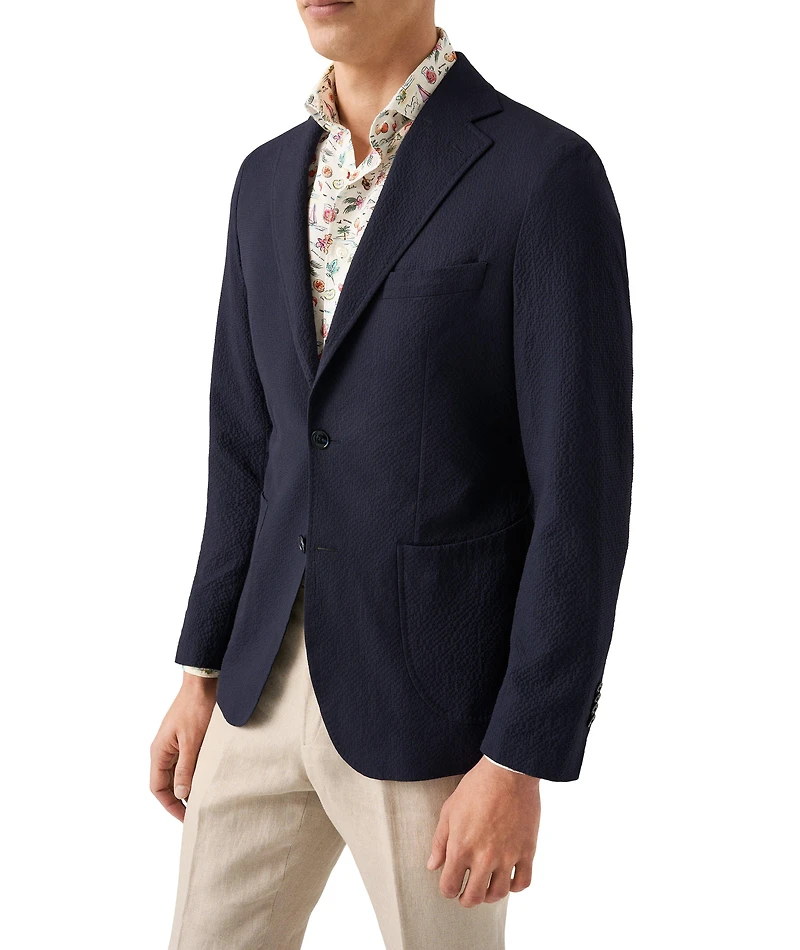 Slim-Fit Sangria Print Linen Shirt
