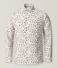 Slim-Fit Sangria Print Linen Shirt