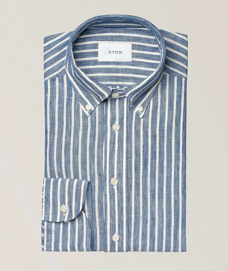 Slim-Fit Striped Linen Shirt