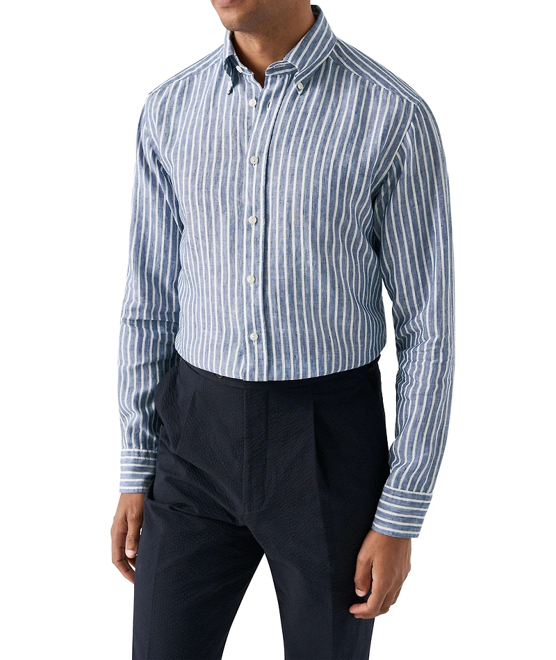 Slim-Fit Striped Linen Shirt