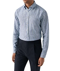 Slim-Fit Striped Linen Shirt