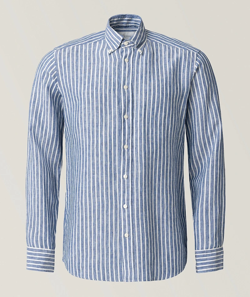 Slim-Fit Striped Linen Shirt