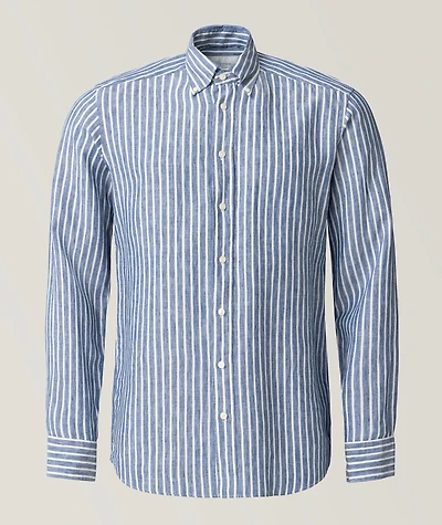 Slim-Fit Striped Linen Shirt