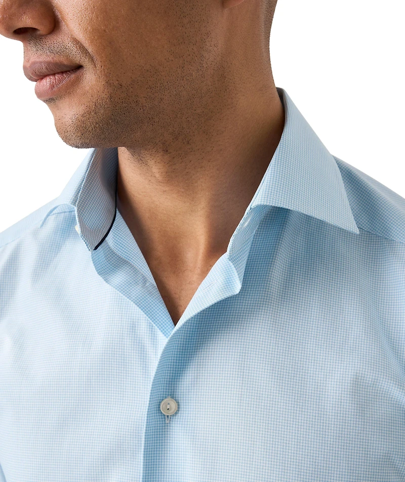 Slim-Fit Fine Check Twill Dress Shirt