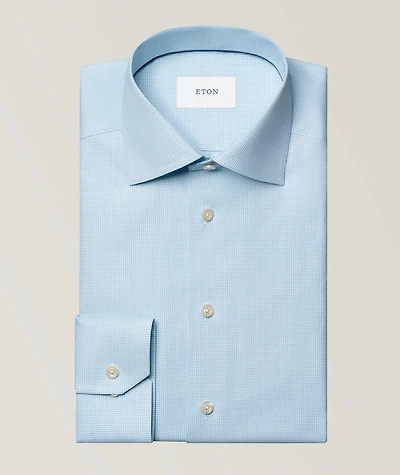 Slim-Fit Fine Check Twill Dress Shirt