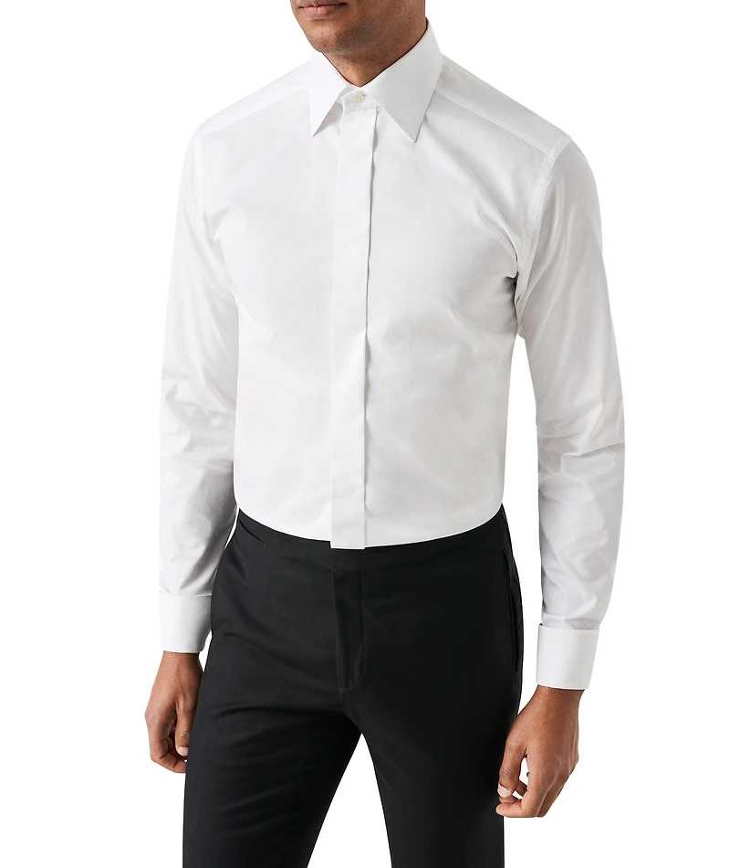 Contemporary-Fit Textured Tuxedo Shirt