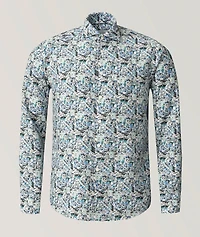 Slim-Fit Floral Print Linen Shirt