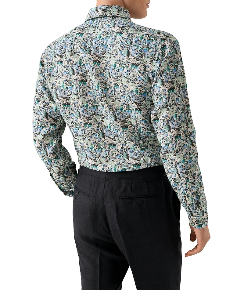 Slim-Fit Floral Print Linen Shirt