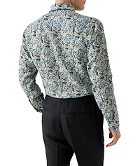 Slim-Fit Floral Print Linen Shirt