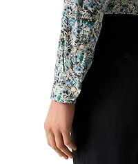 Slim-Fit Floral Print Linen Shirt