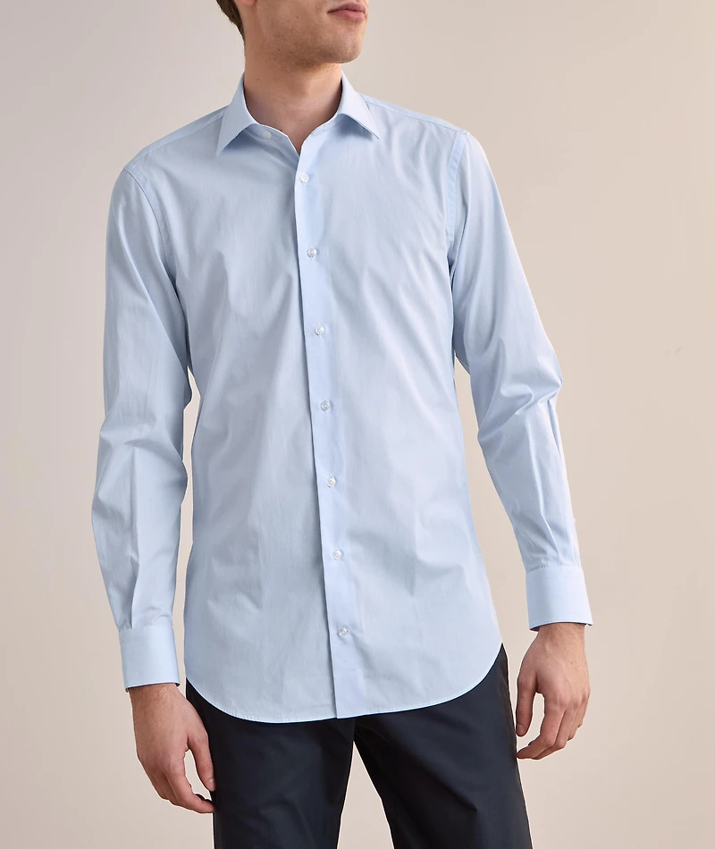 Micro-Check Cotton Dress Shirt
