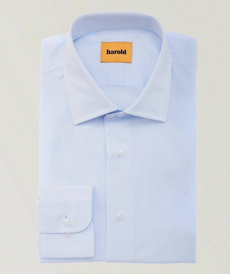 Micro-Check Cotton Dress Shirt