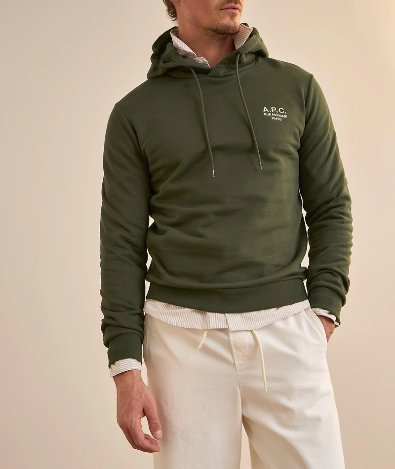 Logo Stretch-Cotton Hooded Sweater